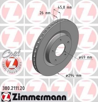 Передний вент. Mitsubishi ASX, Outlander XL 3,0i, Outlander 2012- (294x26) Coat Z ZIMMERMANN 380.2111.20