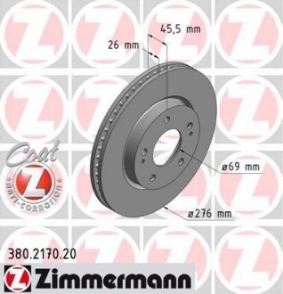 Передн.вентил. Mitsubishi Lancer 9 2.0i, Lancer X (276x26) Coat Z ZIMMERMANN 380217020