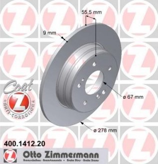 Задн. W210 (2.0,2.3,2.4,2.9,3.0) W202 (1.8-2.4) W203 (1.8- 2.3) (278x9) ZIMMERMANN 400141220