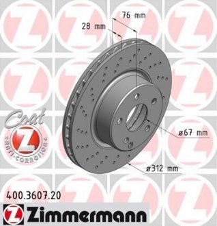 Диск тормозной ZIMMERMANN 400.3607.20