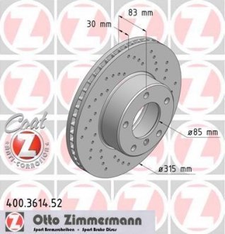 Диск гальмівний ZIMMERMANN 400.3614.52