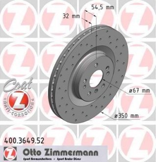 Диск тормозной ZIMMERMANN 400.3649.52