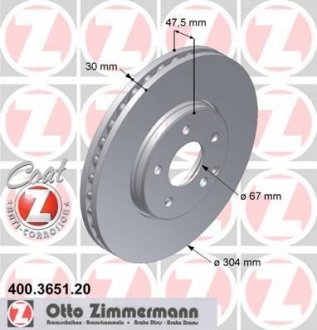 Передн.вентилир. W211 E240 4-matic - E350 4-matic (304x30) ZIMMERMANN 400.3651.20