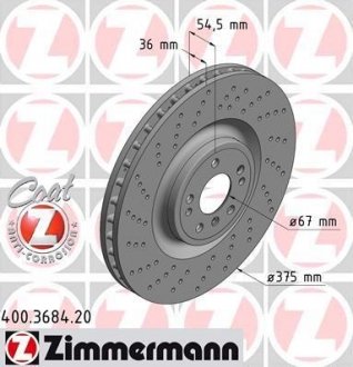 Диск тормозной ZIMMERMANN 400368420