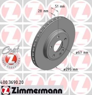 Передний MERCEDES-BENZ GLA-CLASS (X156) 180 - 200 2013- (295x28) ZIMMERMANN 400.3690.20