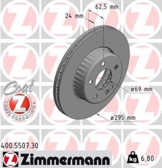 Диск гальмівний ZIMMERMANN 400550730