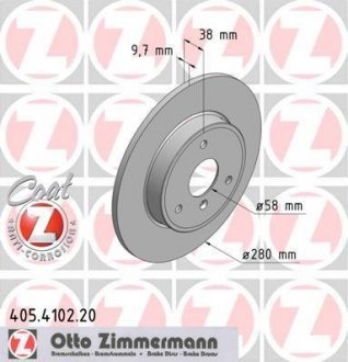 Передні SMART(MCC) FORTWO II, CABRIO, COUPE 07- 280х9,7 ZIMMERMANN 405410220