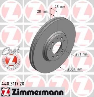 Передние CITROEN C5 III, FIAT SCUDO II 07-, PEUGEOT EXPERT II - (304х28) ZIMMERMANN 440.3117.20 (фото 1)