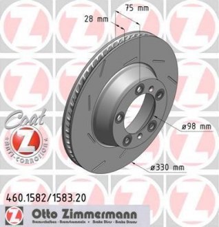 Зад. вент. левый Porsche Panamera 3.0d-4.8i (330x28) ZIMMERMANN 460.1582.20