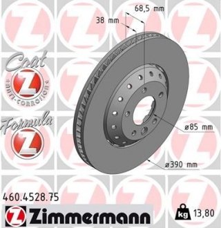 Передній лівий PORSCHE CAYENNE (92A) 3.0-4.8 10- Formula Z 390mm ZIMMERMANN 460452875