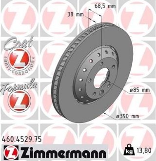 Передній правий PORSCHE CAYENNE (92A) 3.0-4.8 10- Formula Z 390mm ZIMMERMANN 460452975