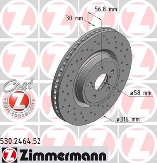 Передний вентил. Subaru Legacy с 2003г (316x30) Coat Z ZIMMERMANN 530246452