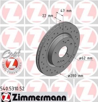 Диск тормозной ZIMMERMANN 540.5310.52