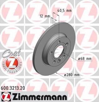 Задній невентів. VW Transp.T4 2,5/2,5TDI/2,8VR6 (280x12) Coat Z ZIMMERMANN 600321320