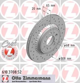 Диск тормозной ZIMMERMANN 610.3708.52